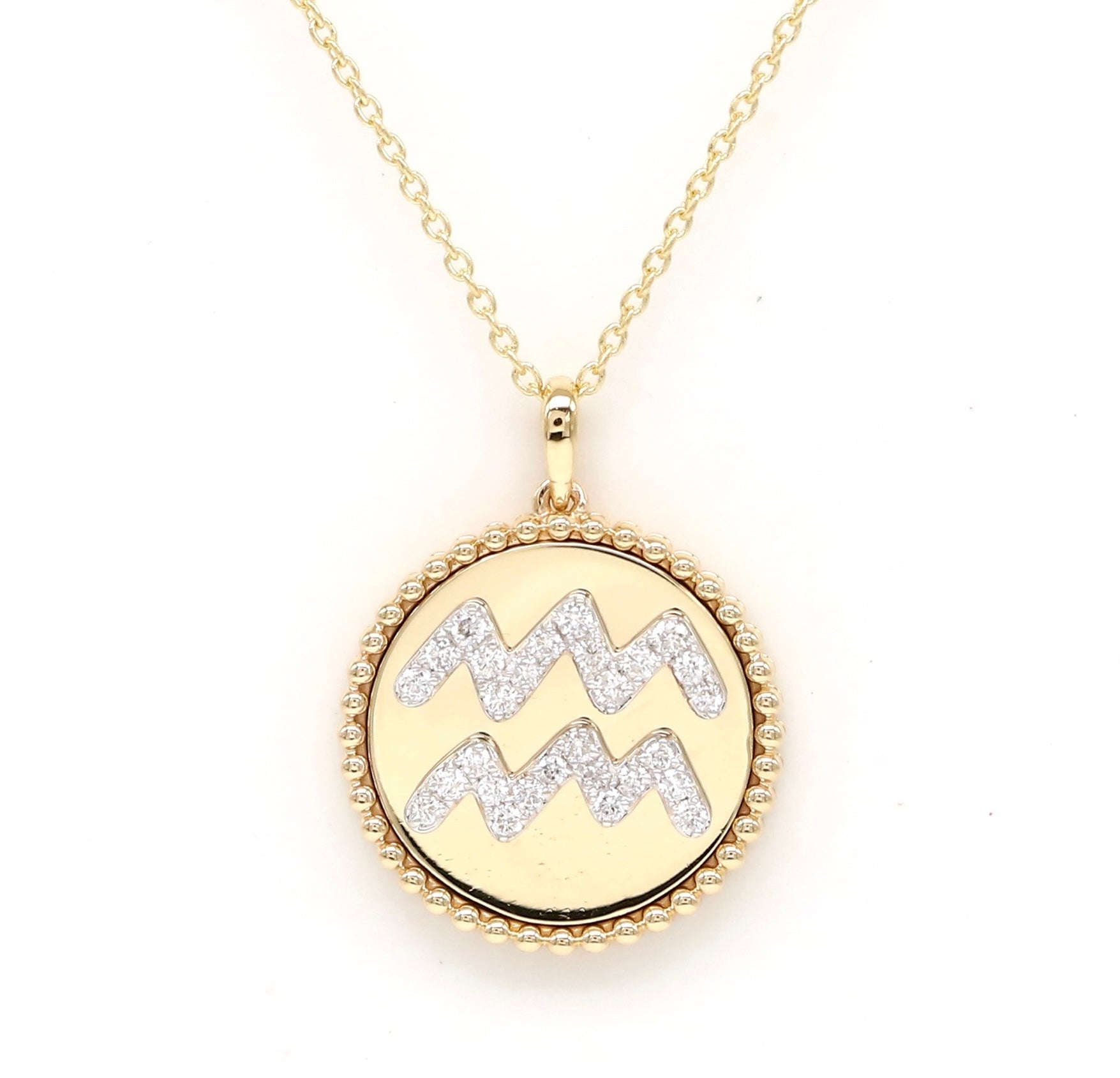 14K Yellow Gold Diamond Aquarius Zodiac Medallion Medallion ALP-227Y-AQU.GD  - Abtin & Co.