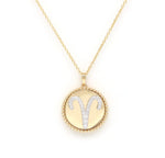 14K Yellow Gold & Diamond Aries Zodiac Medallion Medallion ALP-227Y-ARI.GD  - Abtin & Co.