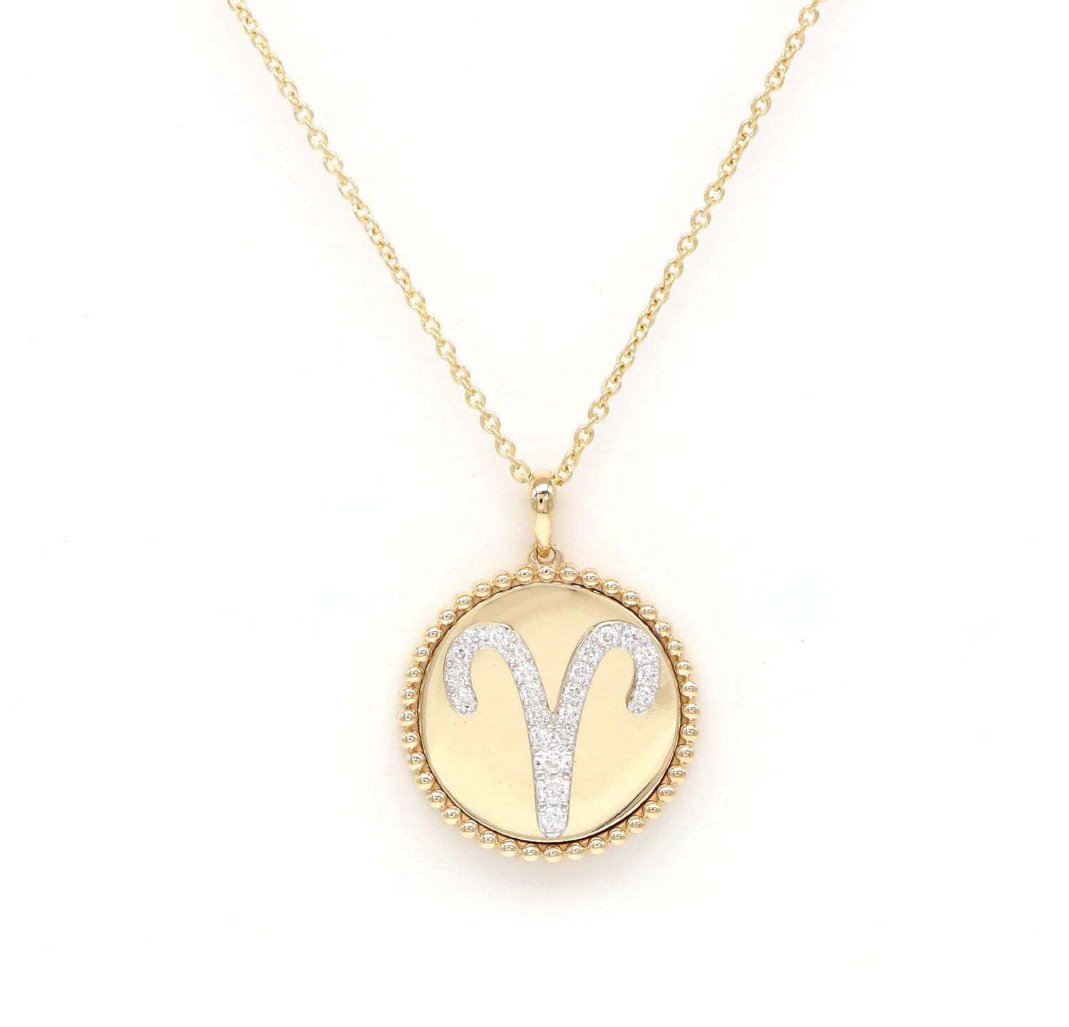 14K Yellow Gold & Diamond Aries Zodiac Medallion Medallion ALP-227Y-ARI.GD  - Abtin & Co.