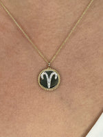 14K Yellow Gold & Diamond Aries Zodiac Medallion Medallion ALP-227Y-ARI.GD  - Abtin & Co.