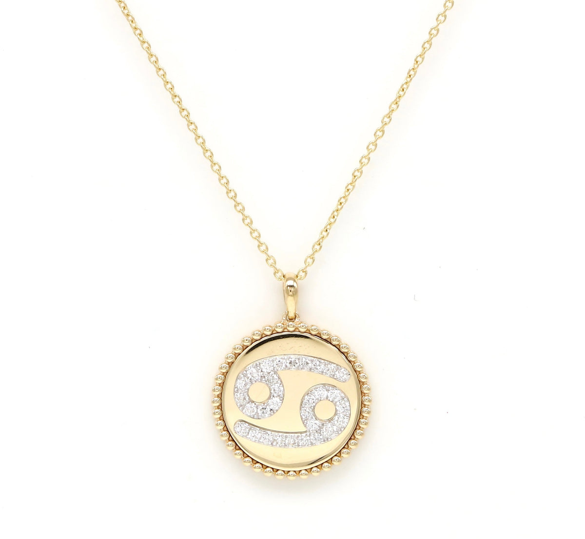 14K Yellow Gold & Diamond Cancer Zodiac Medallion Medallion ALP-227Y-CAN.GD  - Abtin & Co.