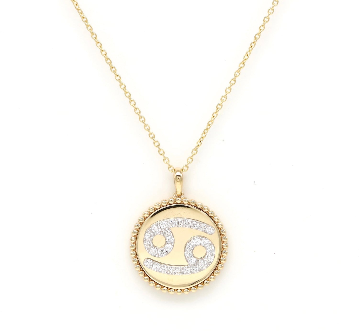 14K Yellow Gold & Diamond Cancer Zodiac Medallion Medallion ALP-227Y-CAN.GD  - Abtin & Co.