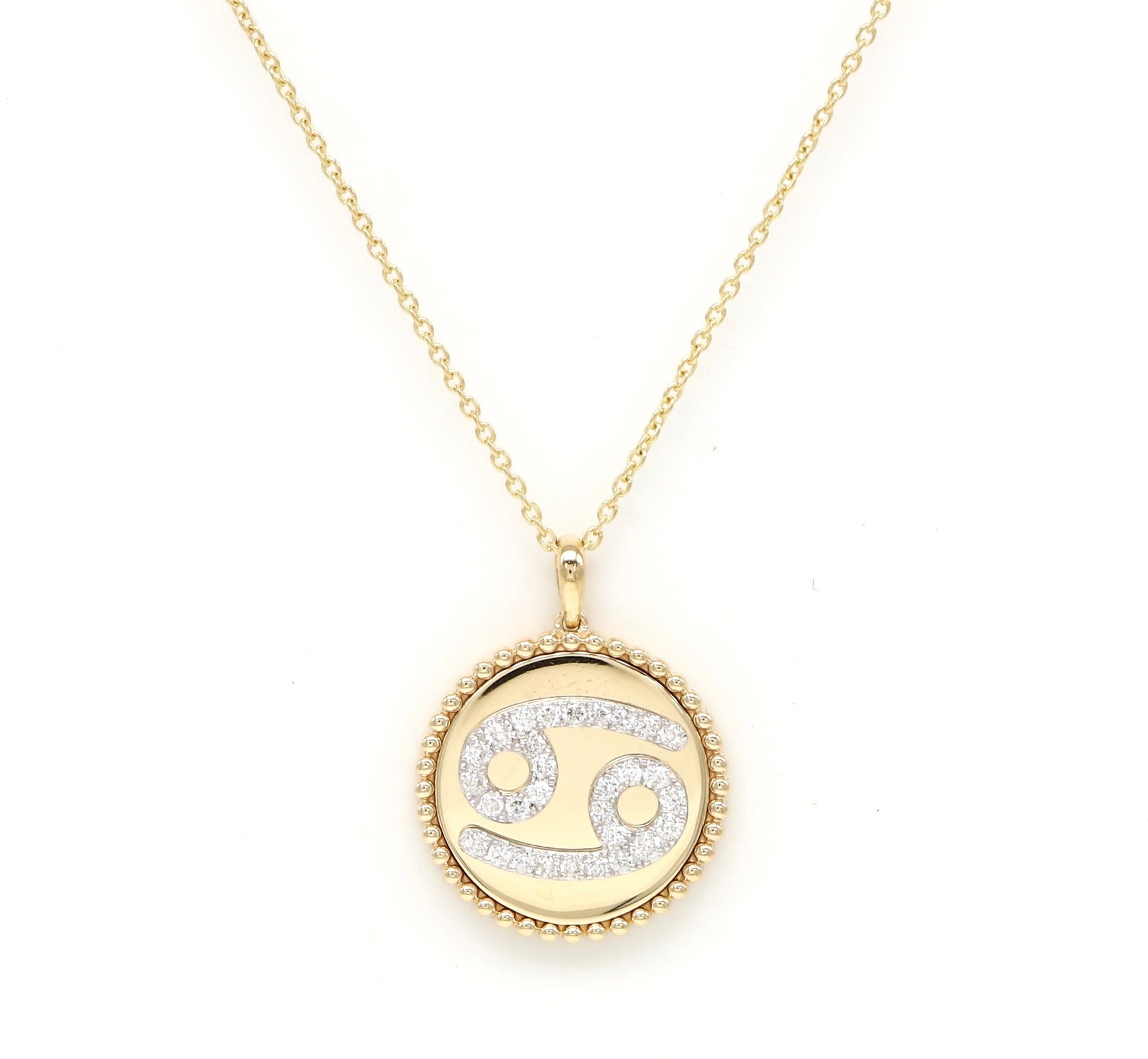 14K Yellow Gold & Diamond Cancer Zodiac Medallion Medallion ALP-227Y-CAN.GD  - Abtin & Co.