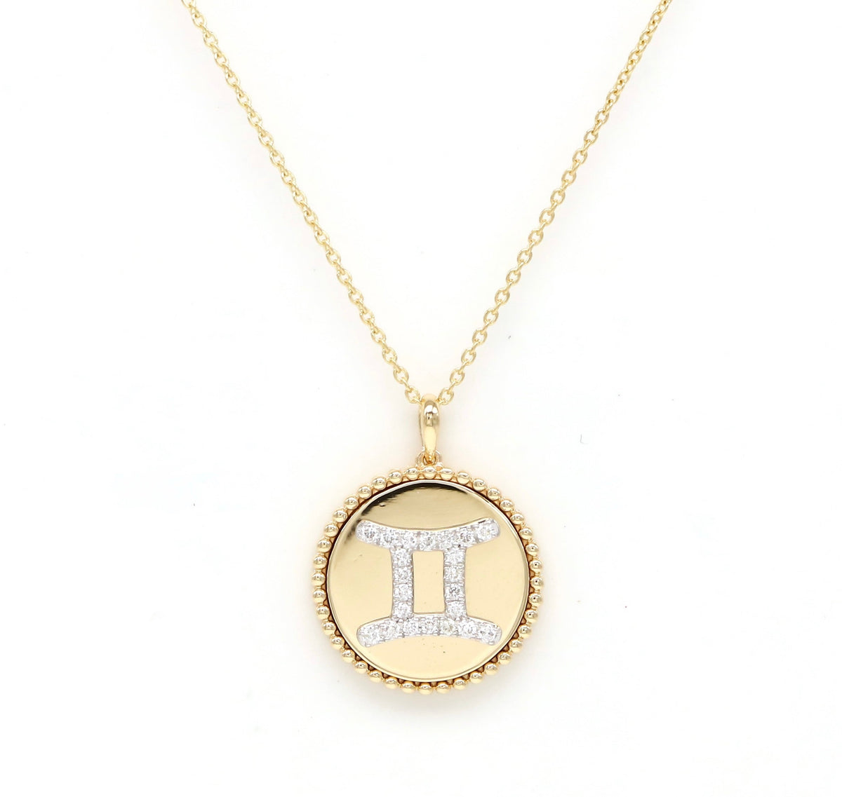 14K Yellow Gold & Diamond Gemini Zodiac Medallion Medallion ALP-227Y-GEM.GD  - Abtin & Co.