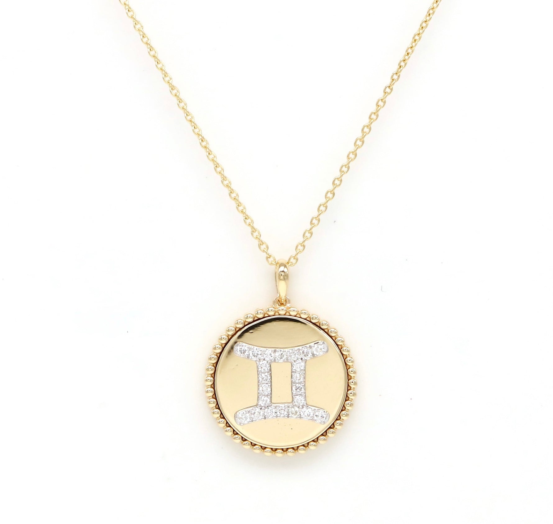 14K Yellow Gold & Diamond Gemini Zodiac Medallion Medallion ALP-227Y-GEM.GD  - Abtin & Co.