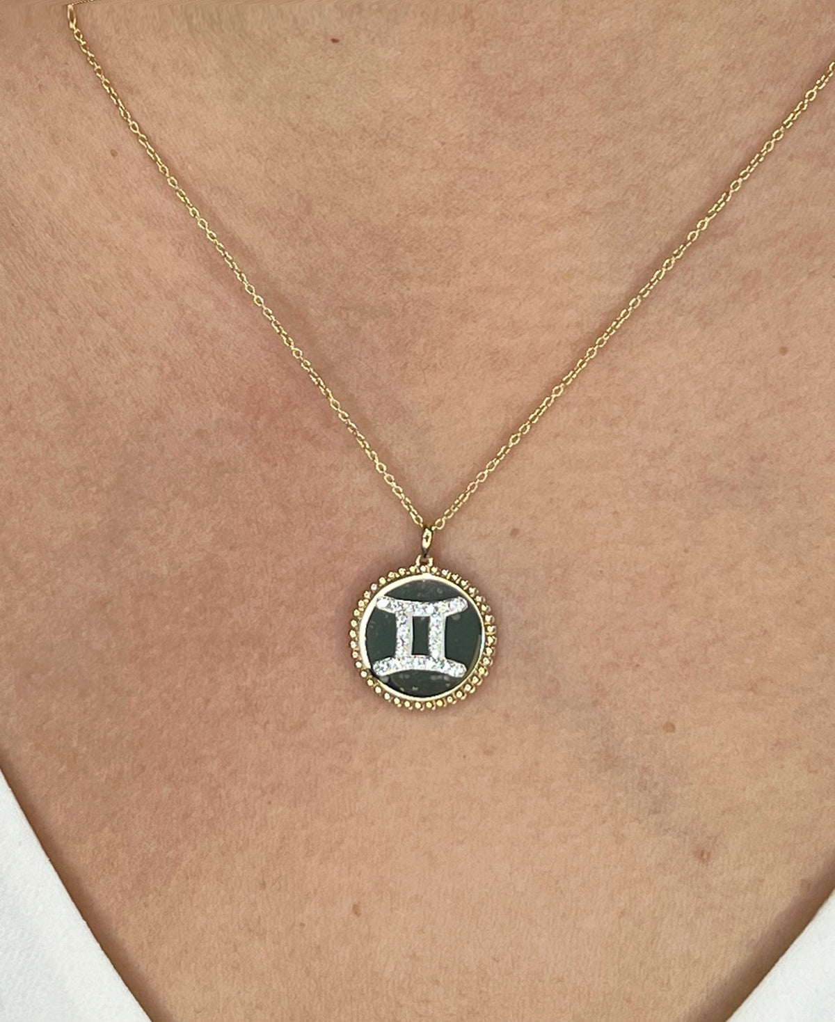 14K Yellow Gold & Diamond Gemini Zodiac Medallion Medallion ALP-227Y-GEM.GD  - Abtin & Co.