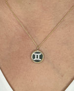 14K Yellow Gold & Diamond Gemini Zodiac Medallion Medallion ALP-227Y-GEM.GD  - Abtin & Co.