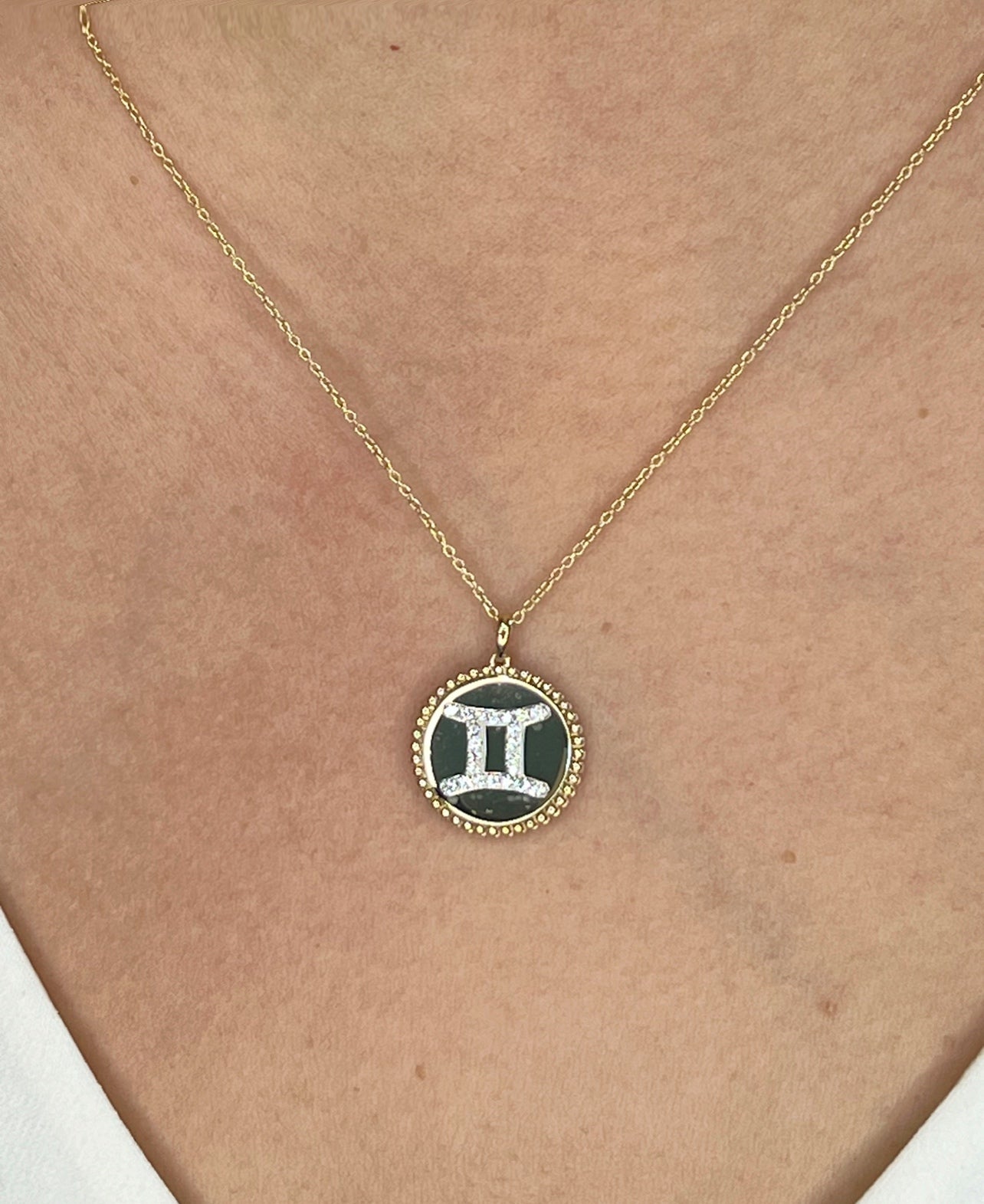 14K Yellow Gold & Diamond Gemini Zodiac Medallion Medallion ALP-227Y-GEM.GD  - Abtin & Co.