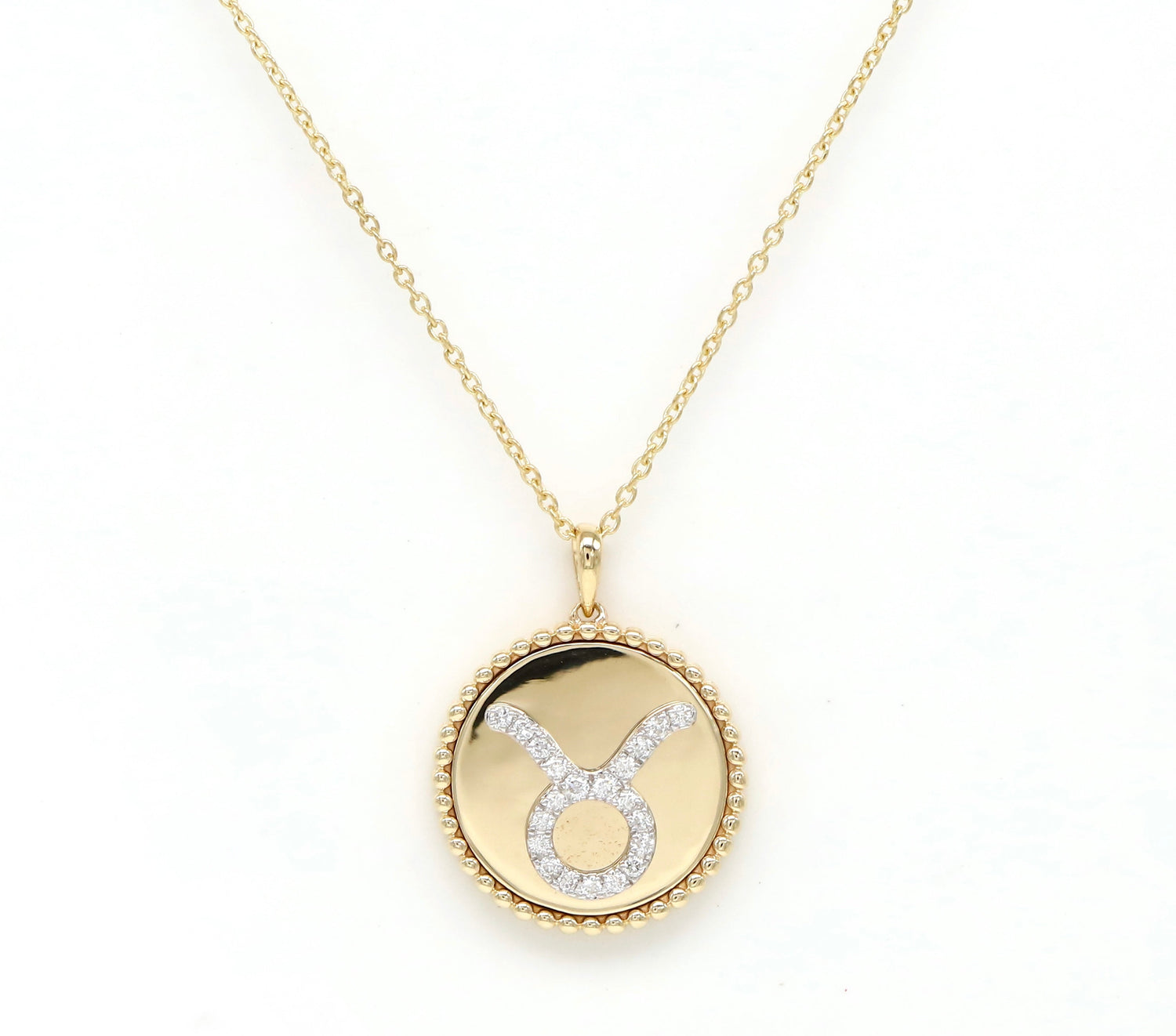 14K Yellow Gold & Diamond Taurus Zodiac Medallion Medallion   - Abtin & Co.