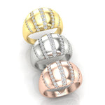 14K Yellow Gold Five Rows Diamond Stripe Dome Ring Ring ABB-621-D-3  - Abtin & Co.
