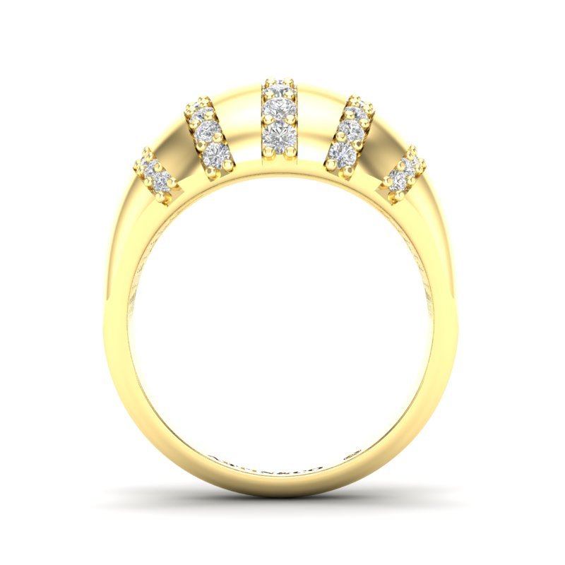 14K Yellow Gold Five Rows Diamond Stripe Dome Ring Ring ABB-621-D-3  - Abtin & Co.