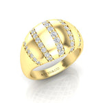 14K Yellow Gold Five Rows Diamond Stripe Dome Ring Ring ABB-621-D-2  - Abtin & Co.