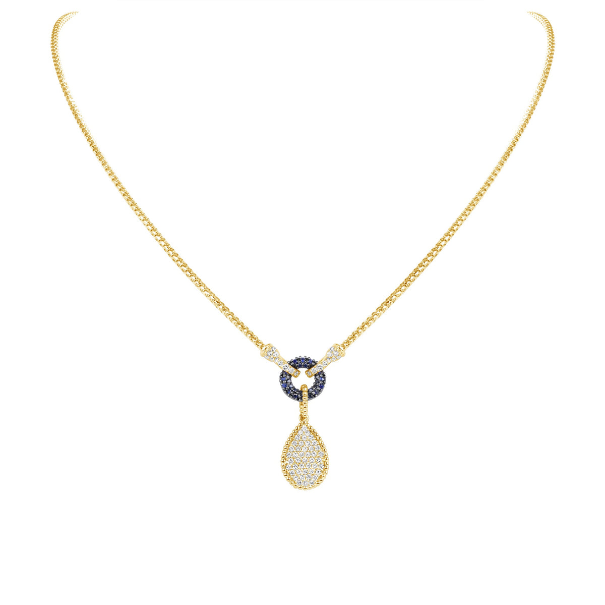 14K Yellow Gold Gold Pave Diamond Tear-Drop Shape Drop Pendant Pendant ABP-134TTV1-BSD  - Abtin & Co.