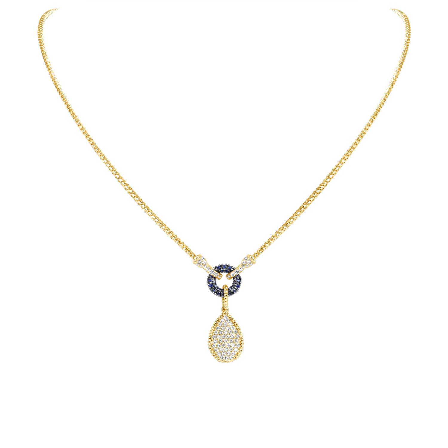 14K Yellow Gold Gold Pave Diamond Tear-Drop Shape Drop Pendant Pendant ABP-134TTV1-BSD  - Abtin & Co.