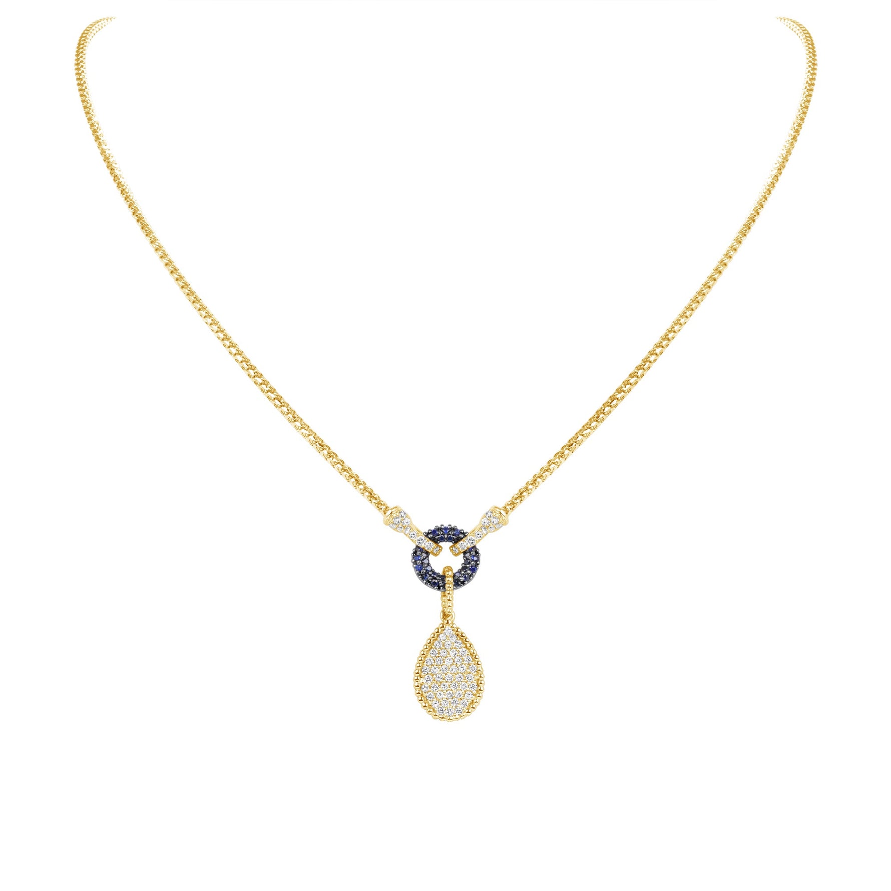 14K Yellow Gold Gold Pave Diamond Tear-Drop Shape Drop Pendant Pendant ABP-134TTV1-BSD  - Abtin & Co.