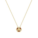 14k Yellow Gold Hexagon Diamond & Ruby Necklace Pendant ABP-166V2Y-RUD  - Abtin & Co.