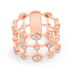 14K Yellow Gold Multi Shape Diamond Lace Cigar Ring Band Ring ABB-574.1-D  - Abtin & Co.