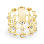 14K Yellow Gold Multi Shape Diamond Lace Cigar Ring Band Ring ABB-574.1-D  - Abtin & Co.