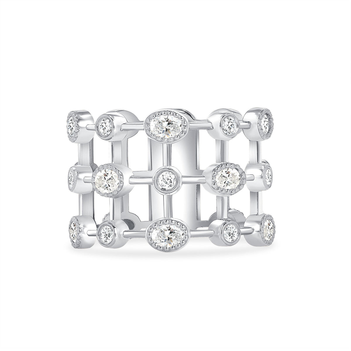 14K Yellow Gold Multi Shape Diamond Lace Cigar Ring Band Ring ABB-574.1-D  - Abtin & Co.
