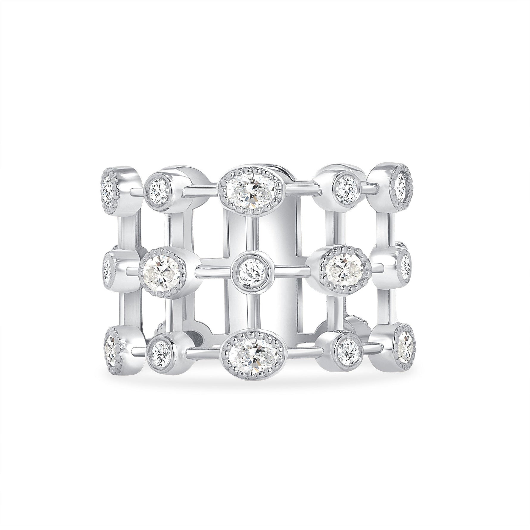 14K Yellow Gold Multi Shape Diamond Lace Cigar Ring Band Ring ABB-574.1-D  - Abtin & Co.