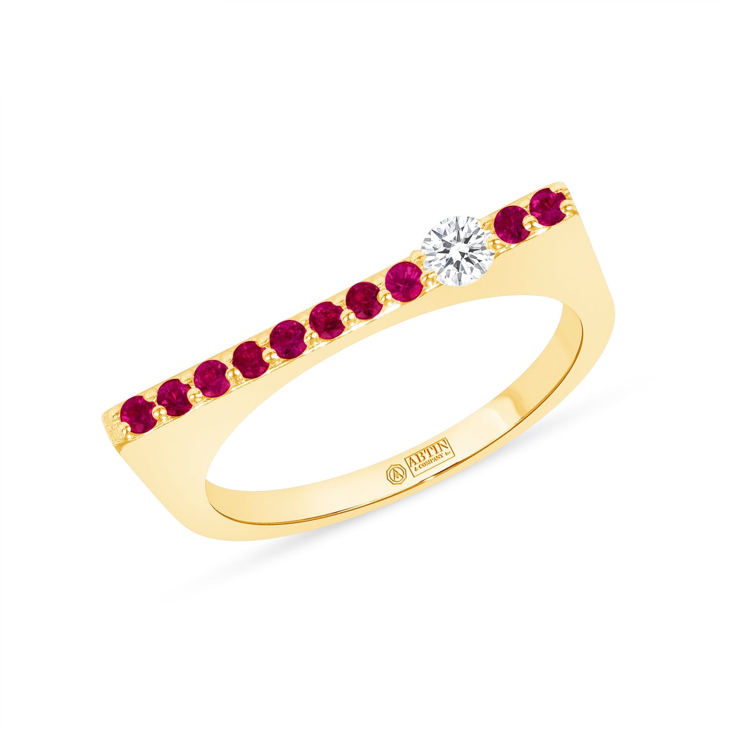 14K Yellow Gold Ruby And Diamond Stacking Bar Ring Ring ABB-628.2V2Y-RUD  - Abtin & Co.