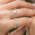 14k Gold Curved Diamond Stackable Ring Wedding Band - Abtin & Company 