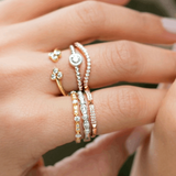 14k Gold Curved Diamond Stackable Ring Wedding Band - Abtin & Company 