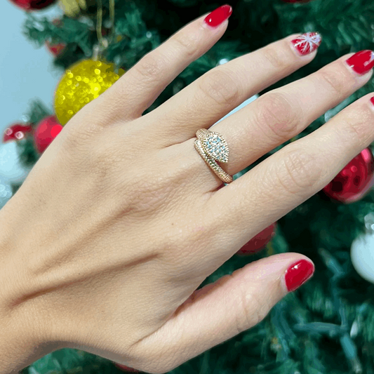 14k Gold Diamond Boheme Tear-drop Ring - Abtin & Company 