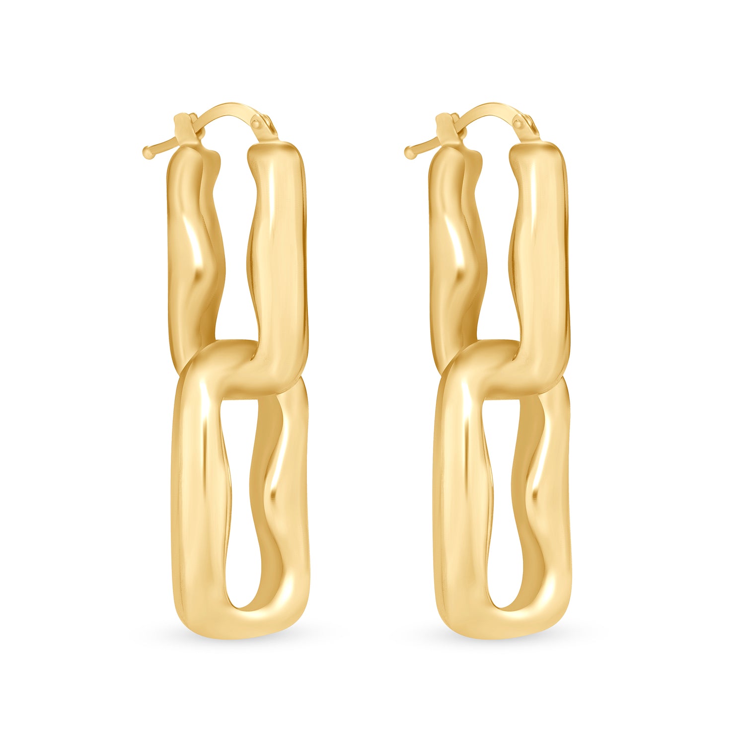 14K Gold Double Link Drop Earrings