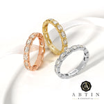 14K Gold Emerald Cut Three Quarter Way East West Eternity Bezel Set Lab Grown Diamond Wedding Band Ring - Abtin & Company 