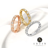 14K Gold Emerald Cut Three Quarter Way East West Eternity Bezel Set Lab Grown Diamond Wedding Band Ring - Abtin & Company 