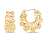 14K Gold Croissant Hoop Earrings