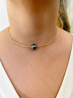 18K Gold Black Pearl Choker Necklace Necklace ARC-116Y-PF  - Abtin & Co.