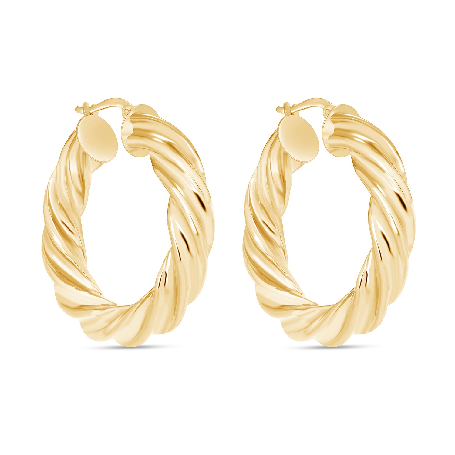 14K Gold Twisted Halo Hoop Earrings