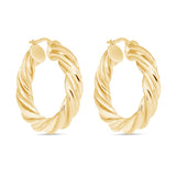 14K Gold Twisted Halo Hoop Earrings