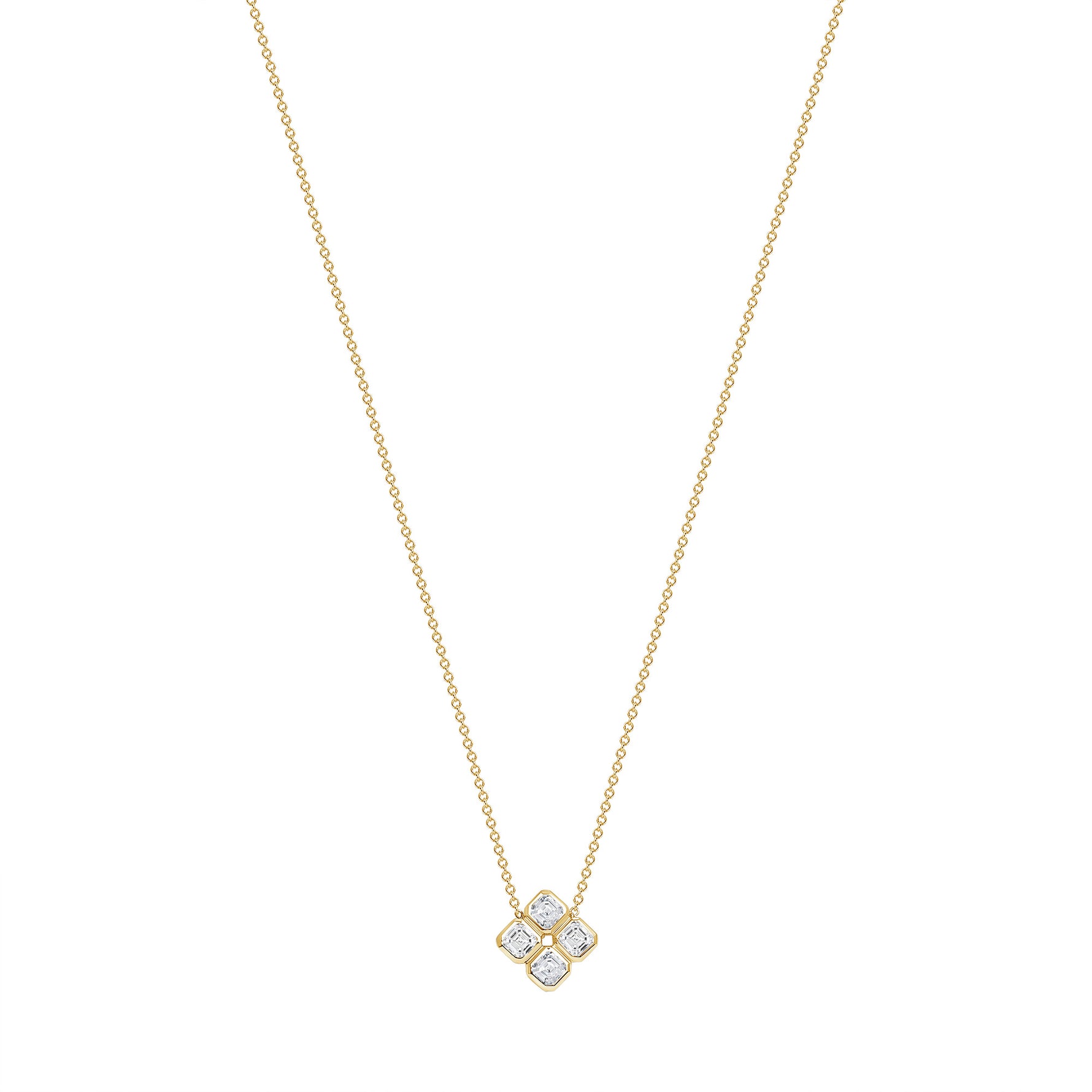 14K Gold Clover Diamond Pendant - Abtin & Company 