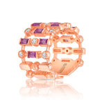 14K Rose Gold Diamond & Pink Sapphire Lace Cigar Band - Abtin & Company 