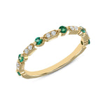 14K Diamond & Emerald Vintage Deco Stacking/Wedding Ring - Abtin & Company 