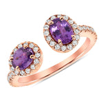 14K Gold Diamond & Purple Sapphire Open Ring - Abtin & Company 