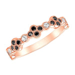 14K Gold Black Diamond Clover and Diamond Stackable Band - Abtin & Company 