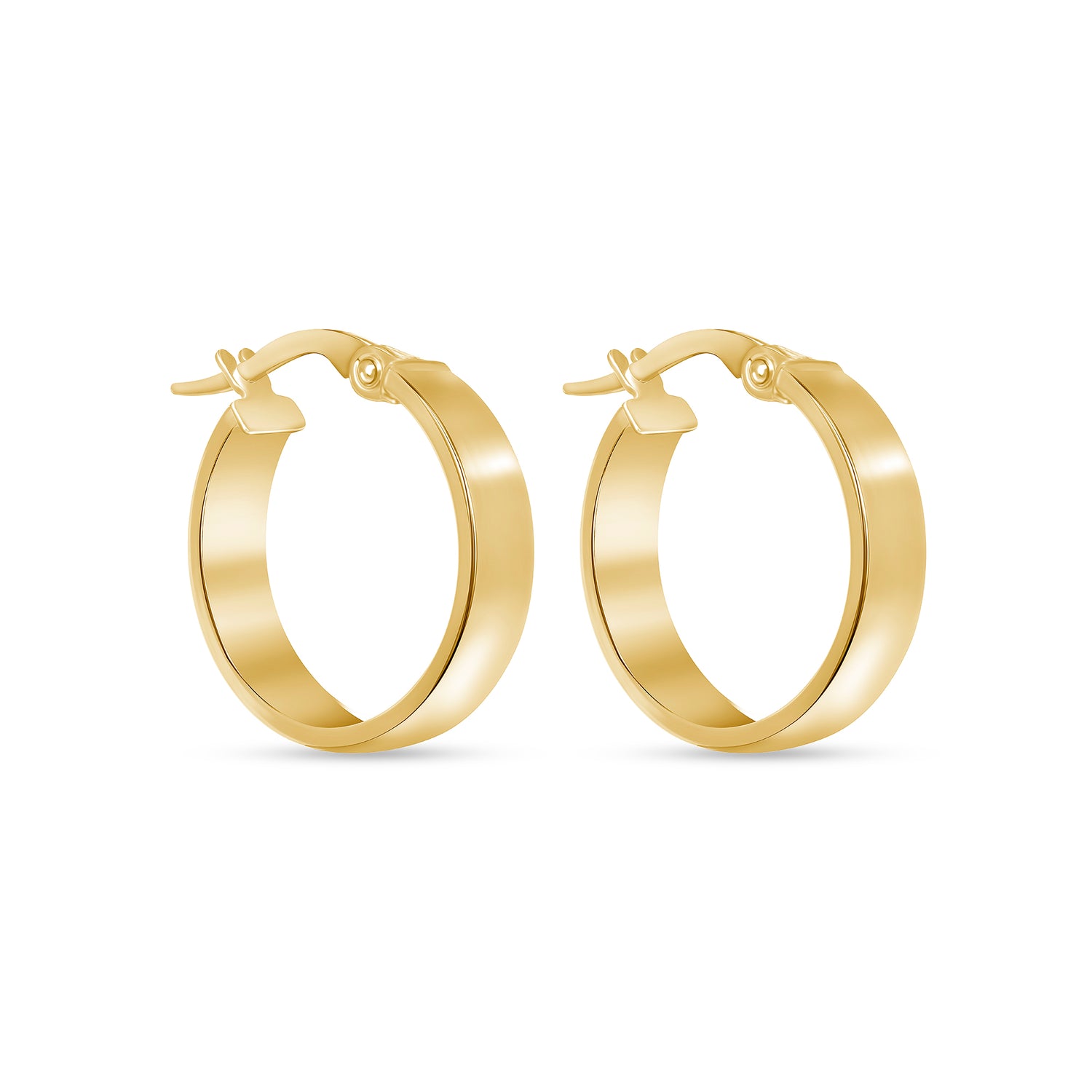 14K Gold Medium Flat Hoop Earrings
