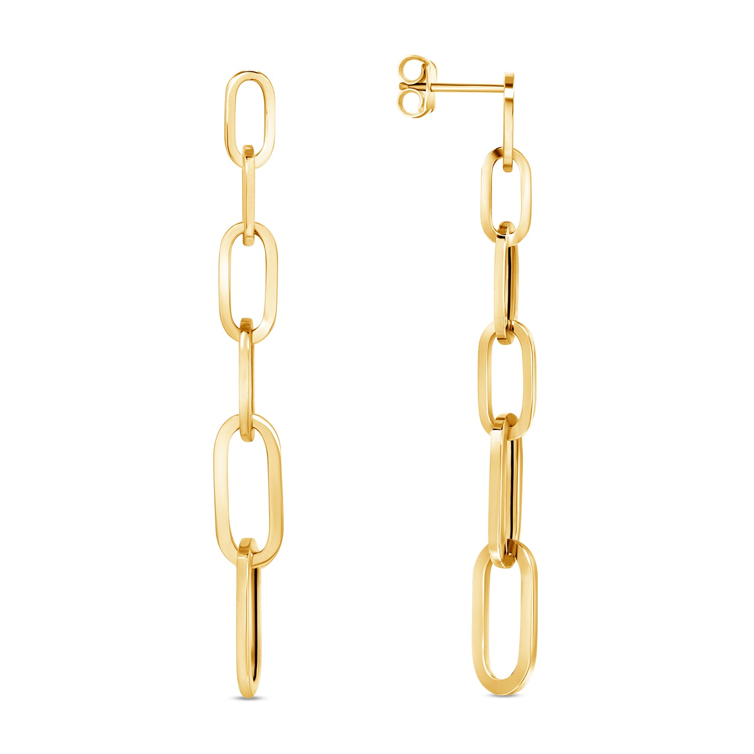 14K Gold Graduated Chain-link Drop Earrings