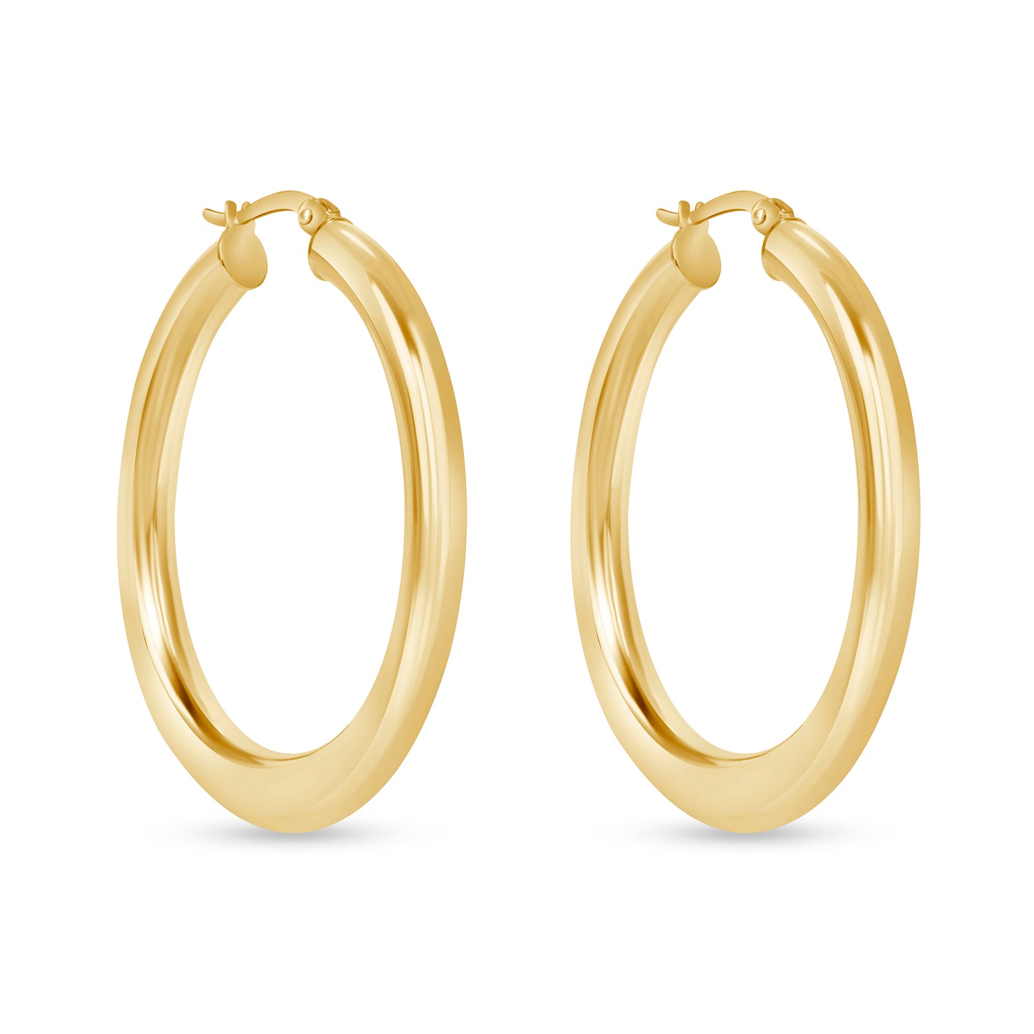 14K Gold Flat Bottom Oval Hoop Earrings