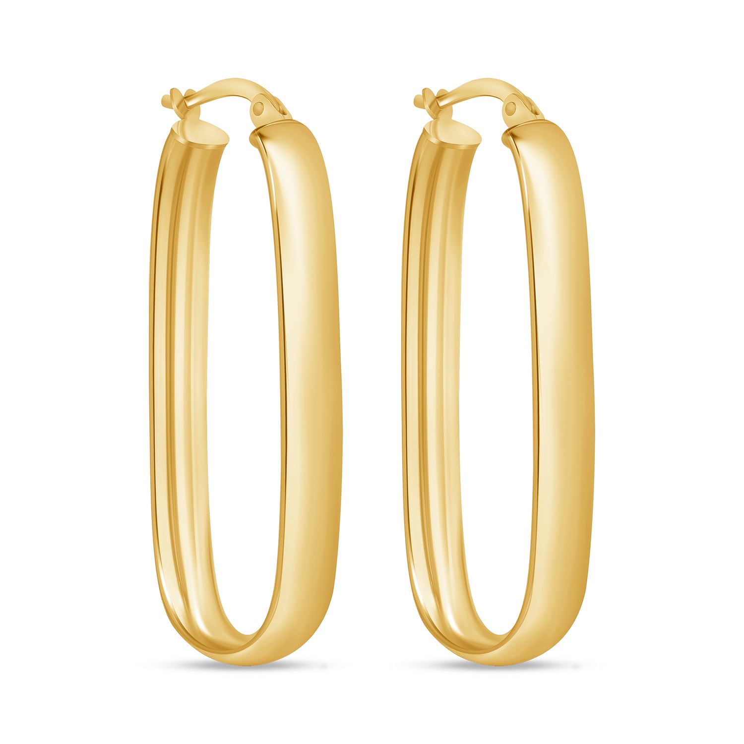 14K Gold Oval Hoop Earrings