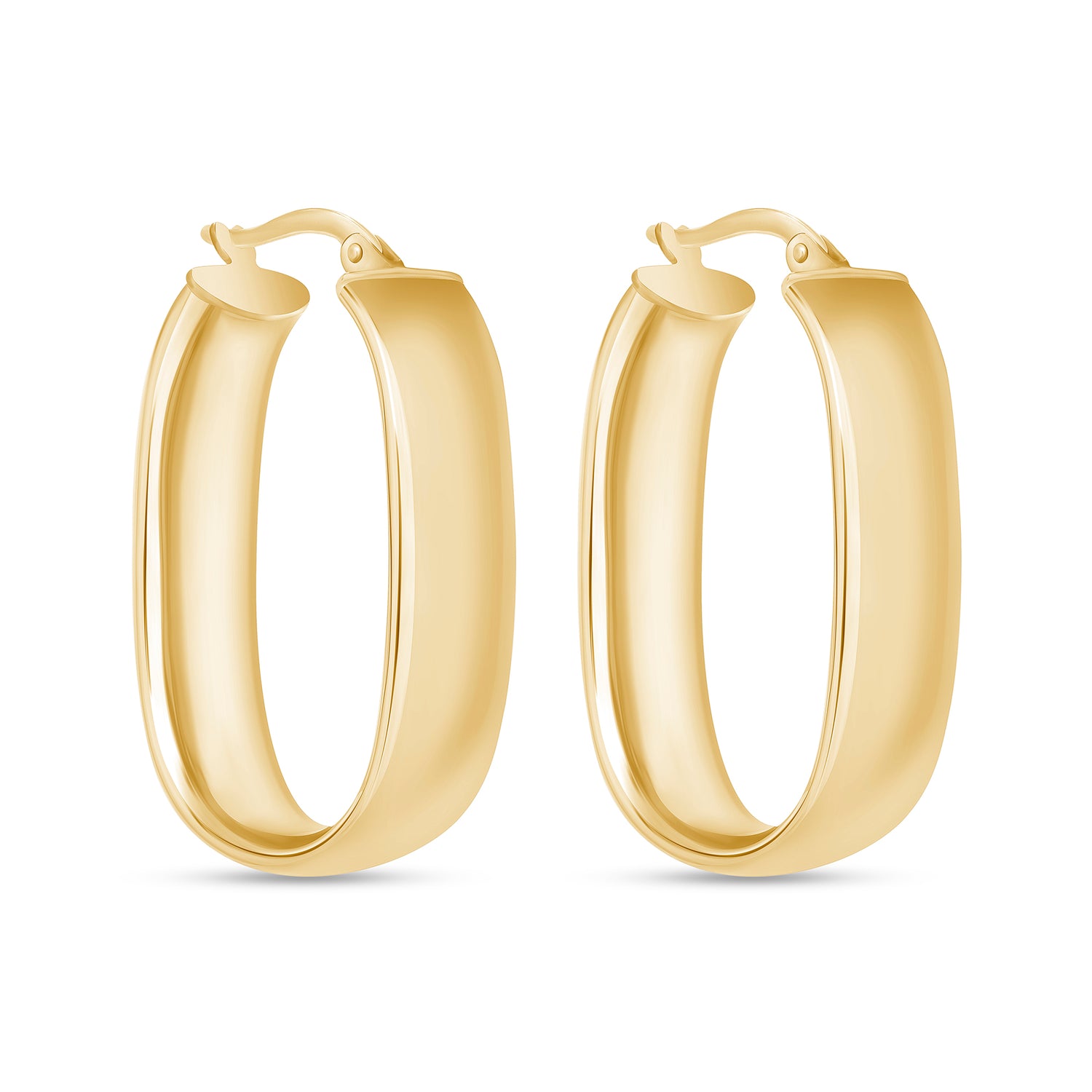 14K Gold High Polish Wide Hoop Earrings
