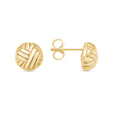 14K Gold Woven Dome Ball Stud Earrings
