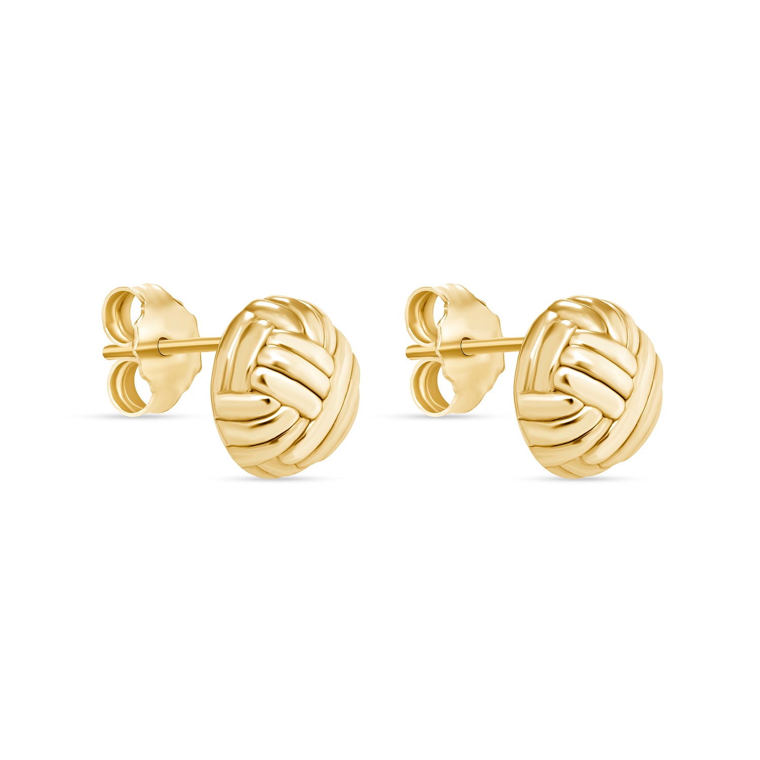 14K Gold Woven Dome Ball Stud Earrings