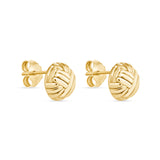 14K Gold Woven Dome Ball Stud Earrings