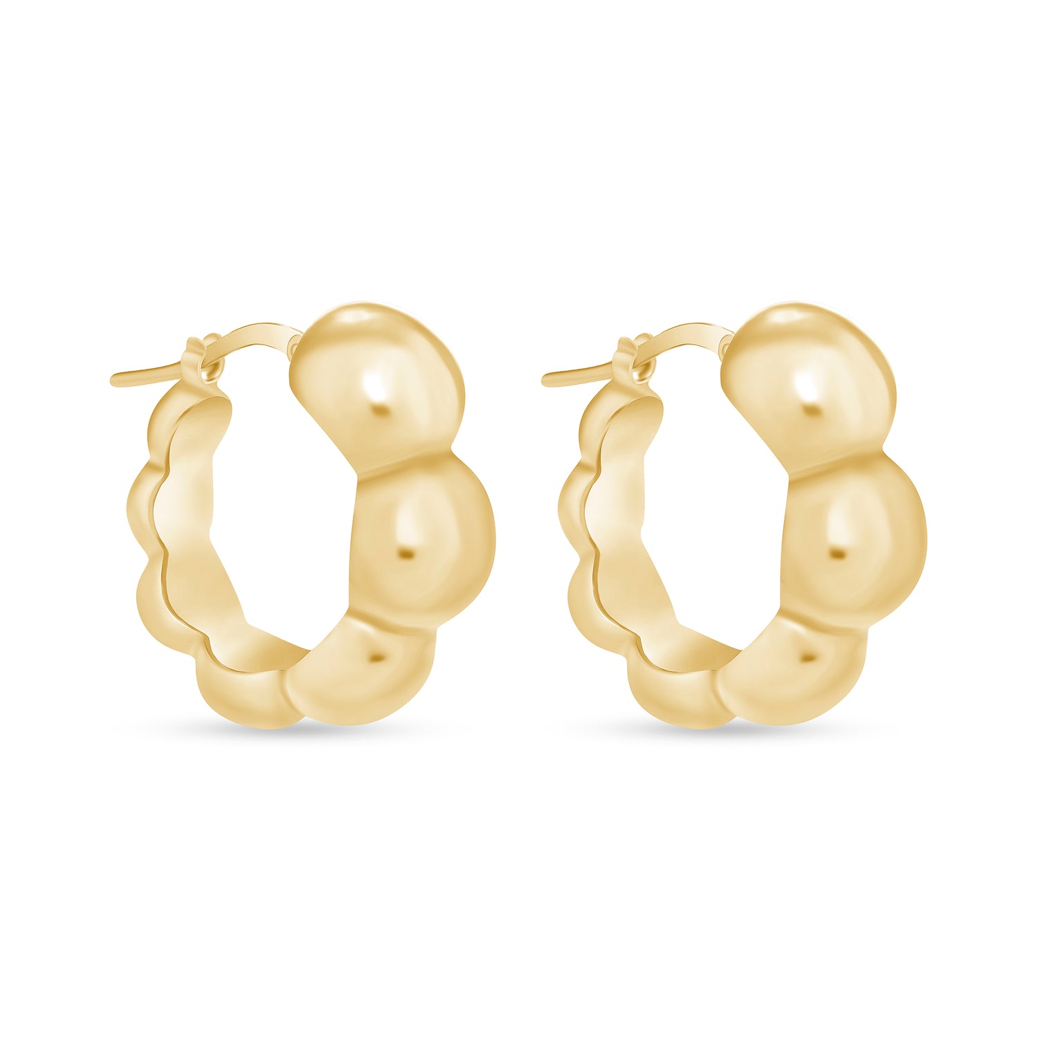 14K Gold Puffy Croissant Hoops