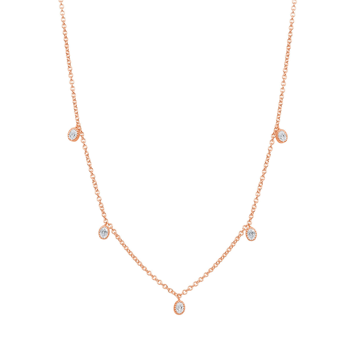 14K Gold Diamond Bezel Fringe Choker Necklace - Abtin & Company 